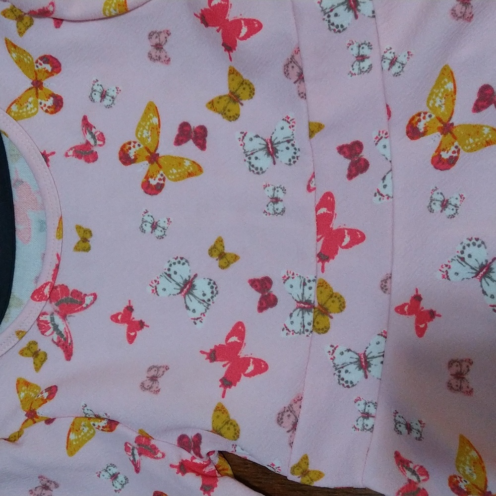 One Step Up Pink butterfly Asymmetrical top size 7/8 - Picture 2 of 3